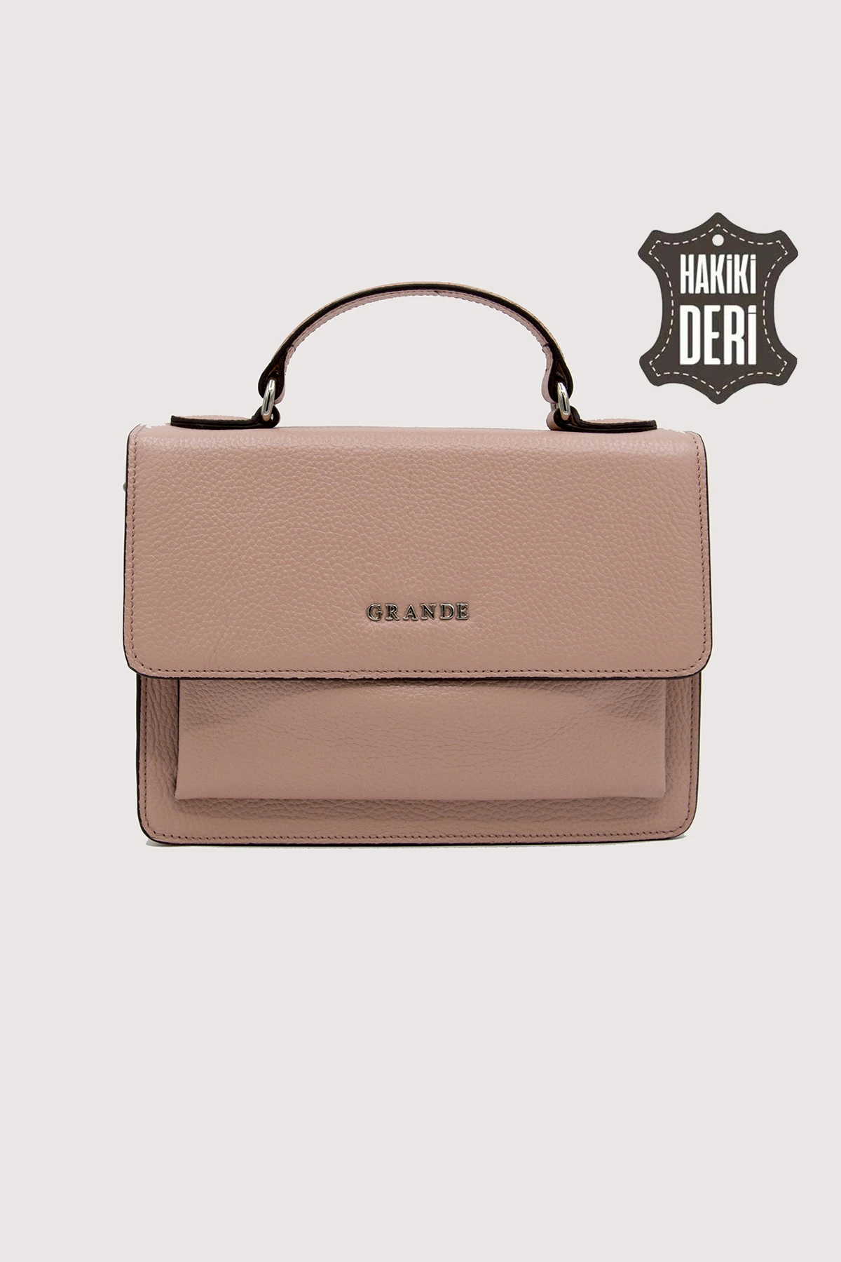 Hakiki Deri Kadın El Çantası Uzun Askılı SMR9022 - Pudra