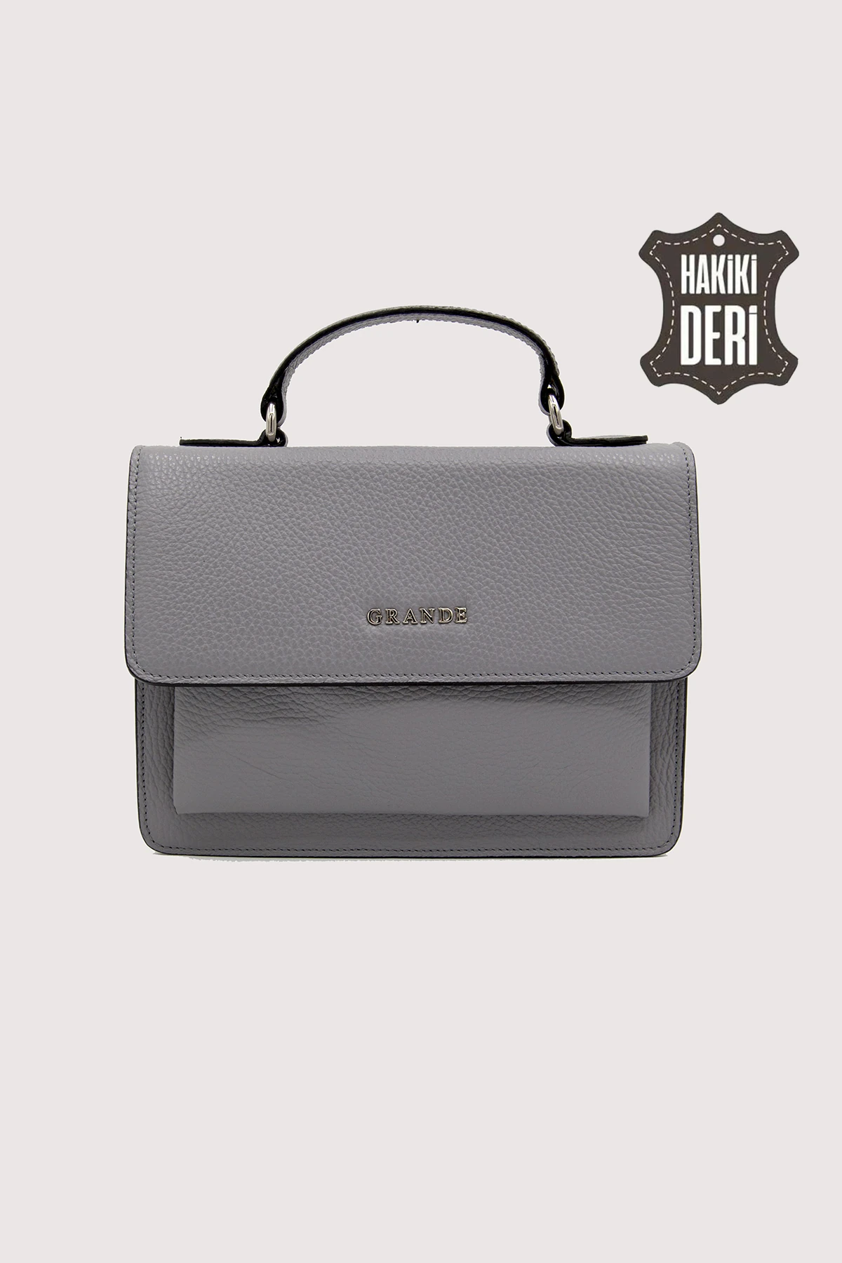 Hakiki Deri Kadın El Çantası Uzun Askılı SMR9022 - Gri