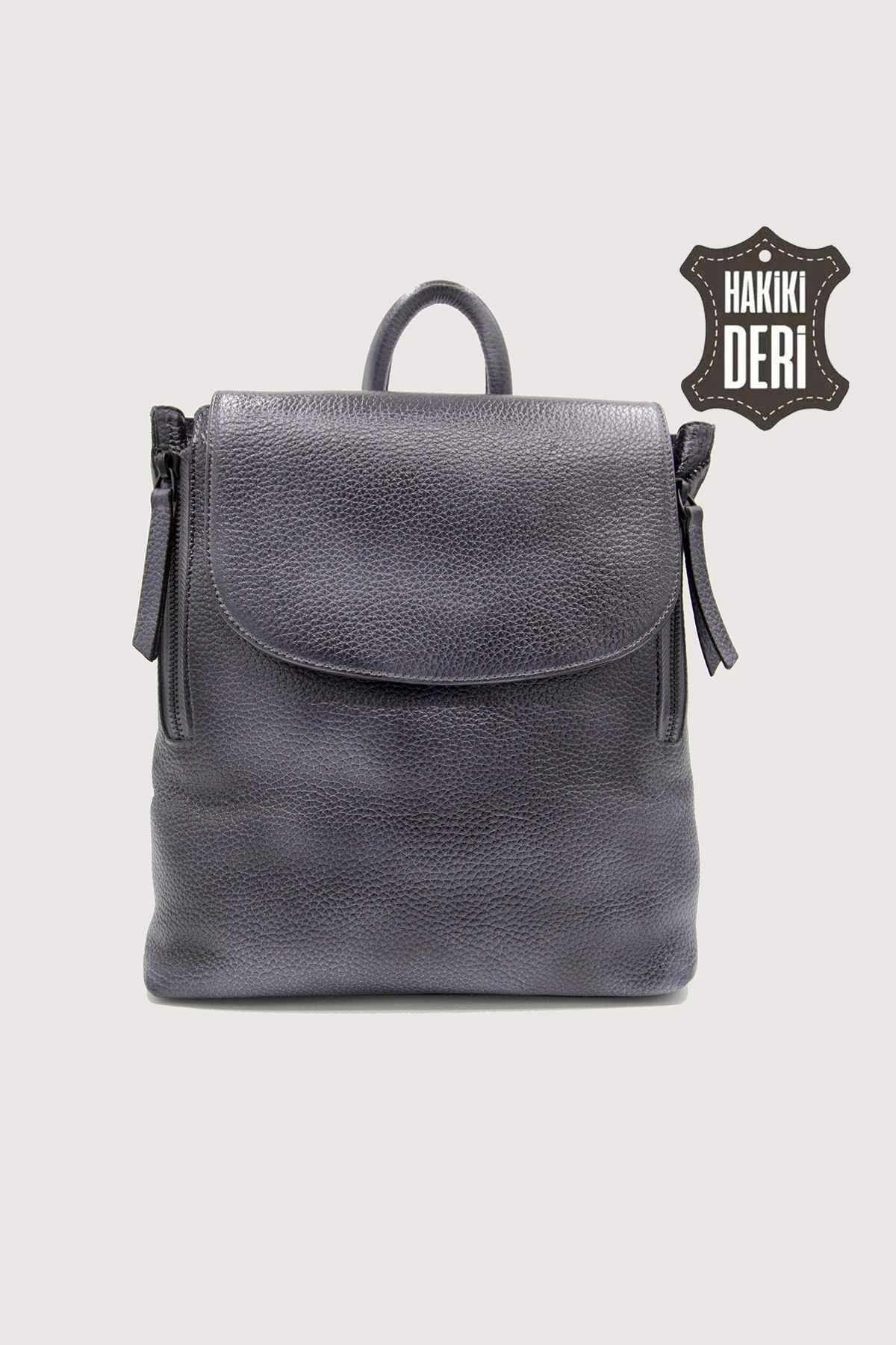 Vintage Hakiki Deri El Boyaması Kadın Sırt Çantası SMR9075 - Siyah