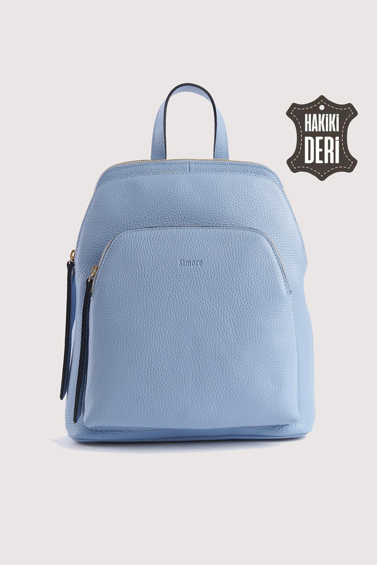Hakiki Deri Kadın Sırt Çantası SMR9209 - Bebe Mavi