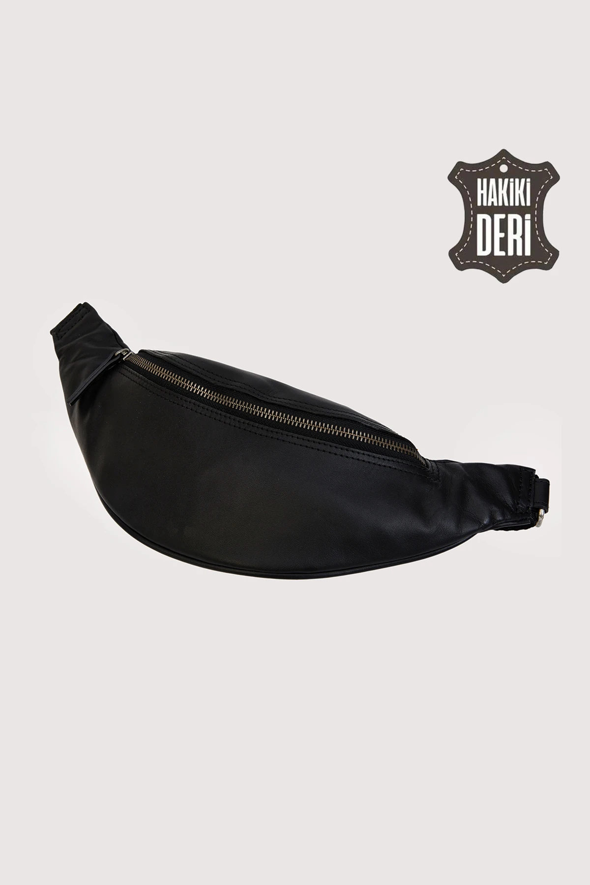 Shadow Hakiki Deri Siyah Unisex Bel Çantası SMR8948