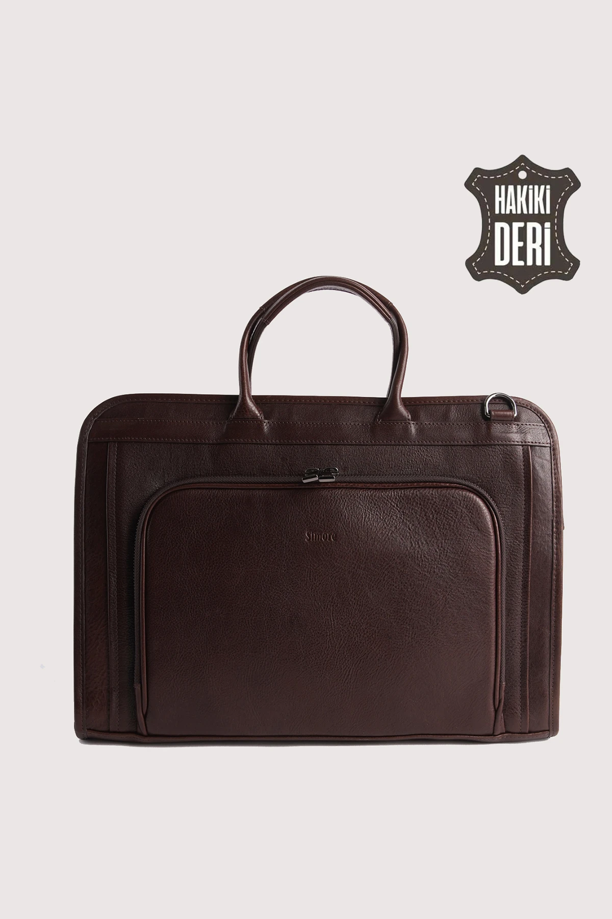 Hakiki Deri Erkek Evrak Çantası Siyah SMR063 - Simore - Kahverengi