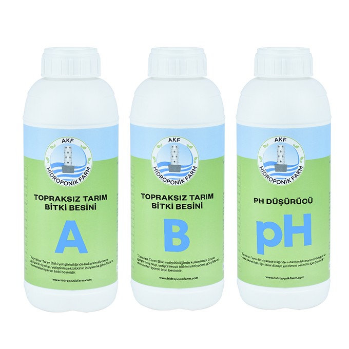 Soilless Agriculture Plant Nutrition and pH Reducer (1 Lt A, 1 Lt B and 1 Lt pH Reducer)