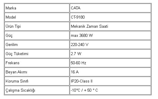 Cata Ct-9180 Mekanik Zaman Saati