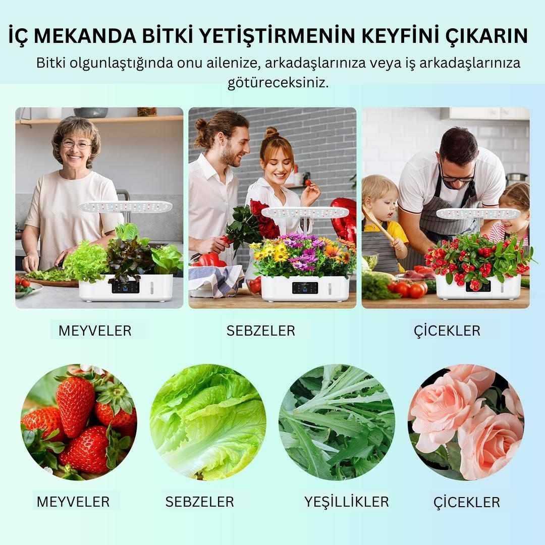 İç Mekan Ledli Hidroponik Hobi Seti Beyaz Renk