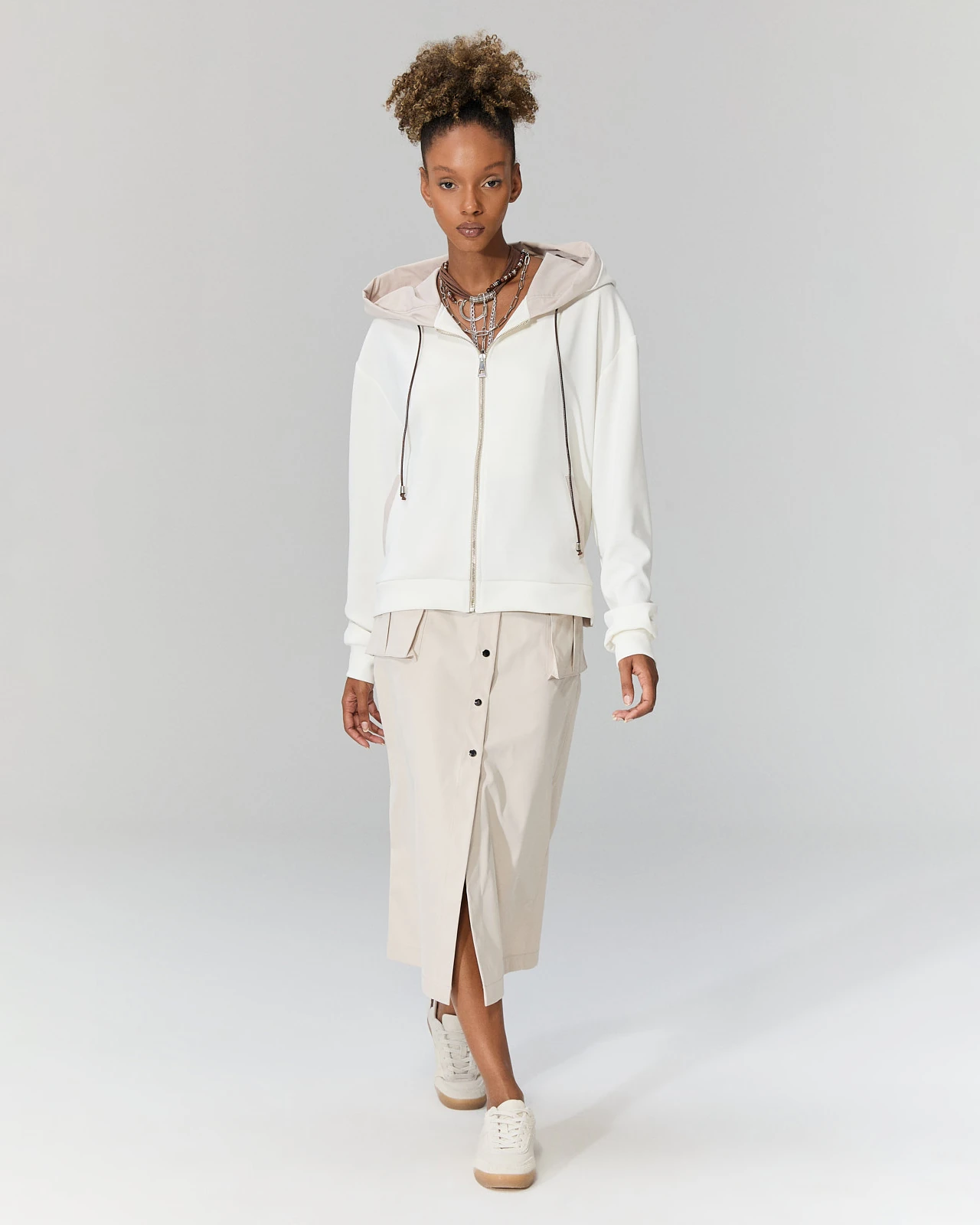 Midi Boy Cepli Etek - Bej