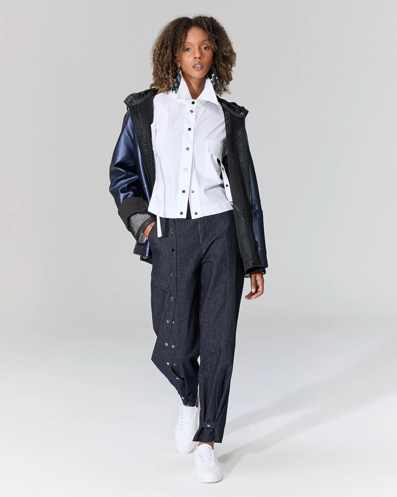 Çıtçıtlı Denim Pantolon - Mavi