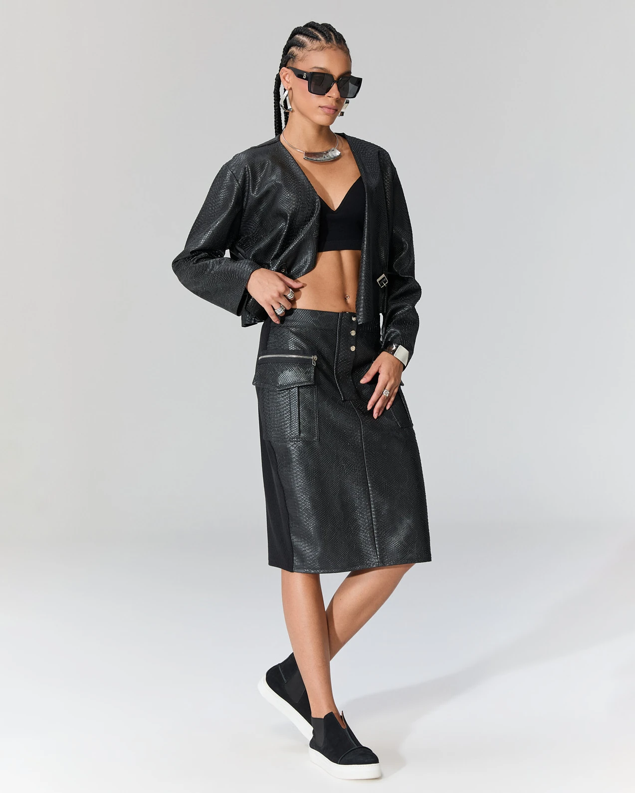 Büzgülü Deri Ceket