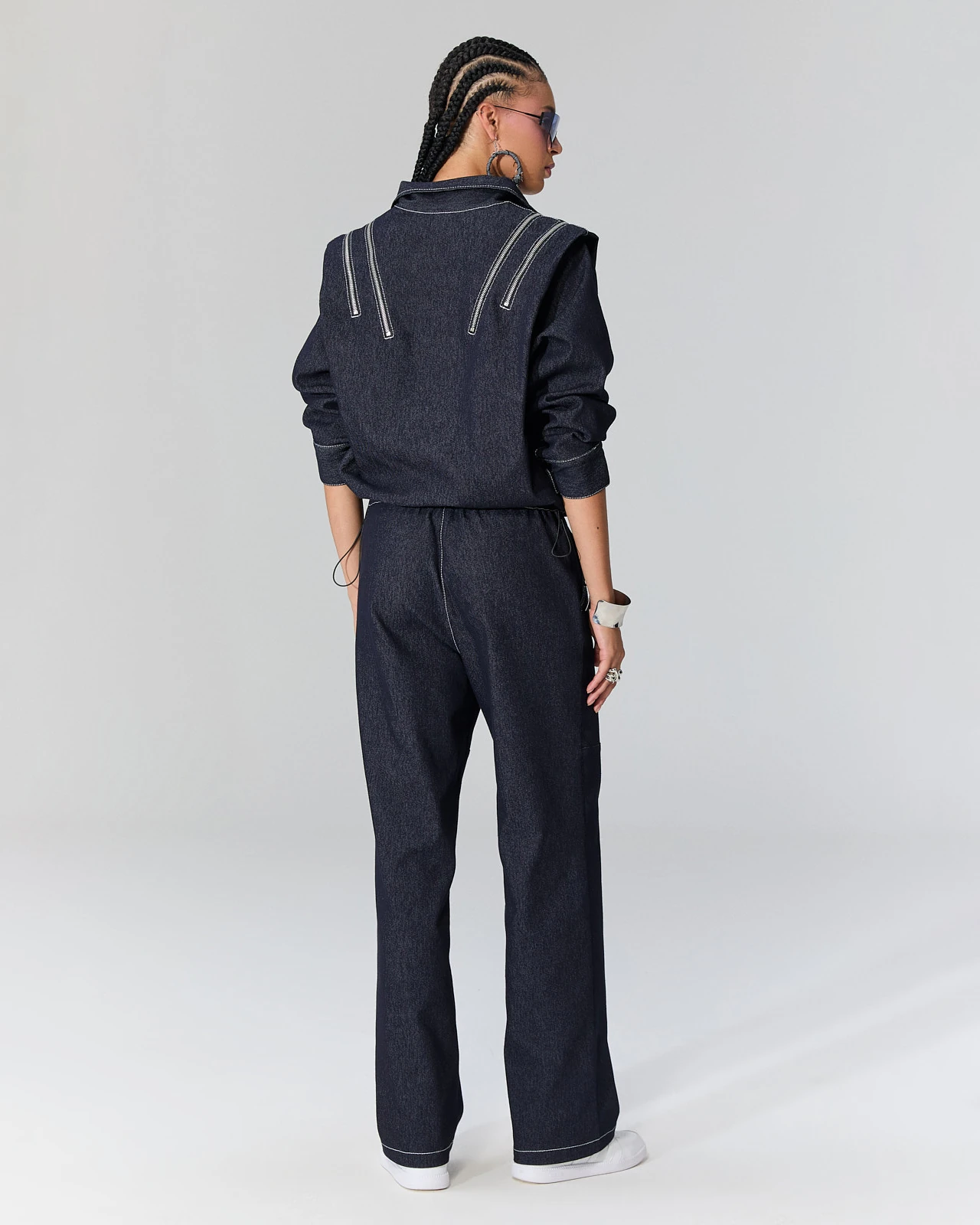 Çift Fermuarlı Denim Ceket