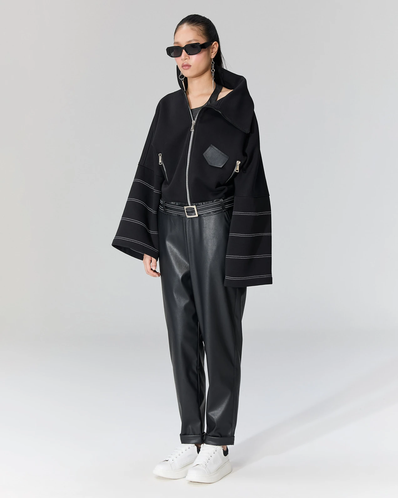 Duble Paçalı Deri Pantolon