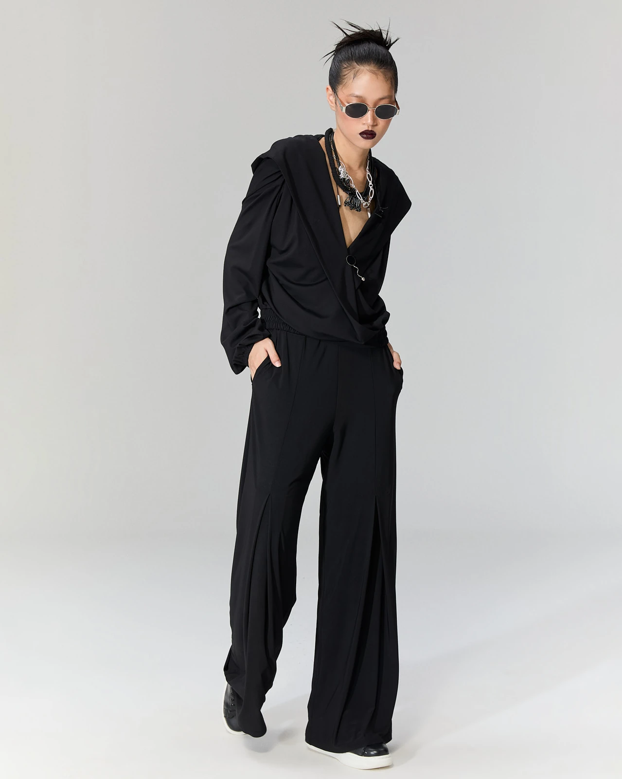 Kapüşonlu Büzgülü Bluz