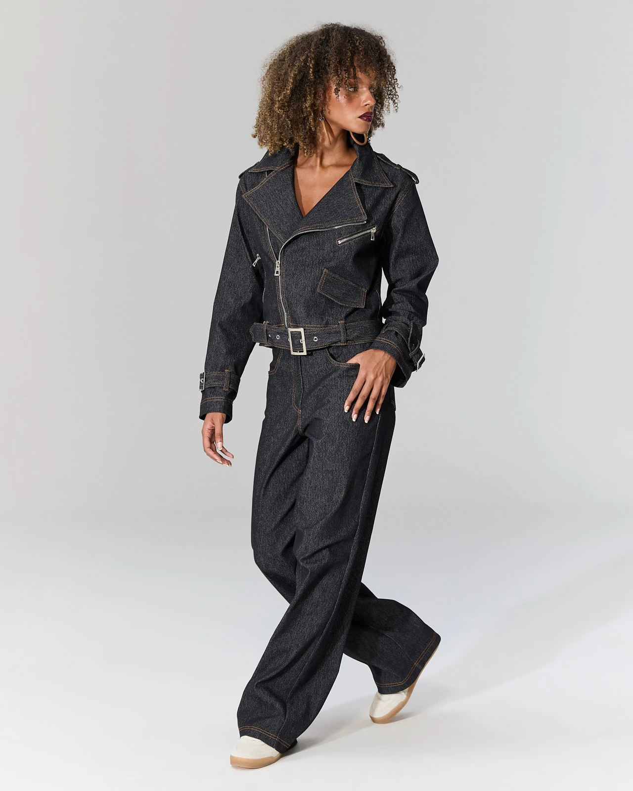 Fermuarlı Denim Ceket