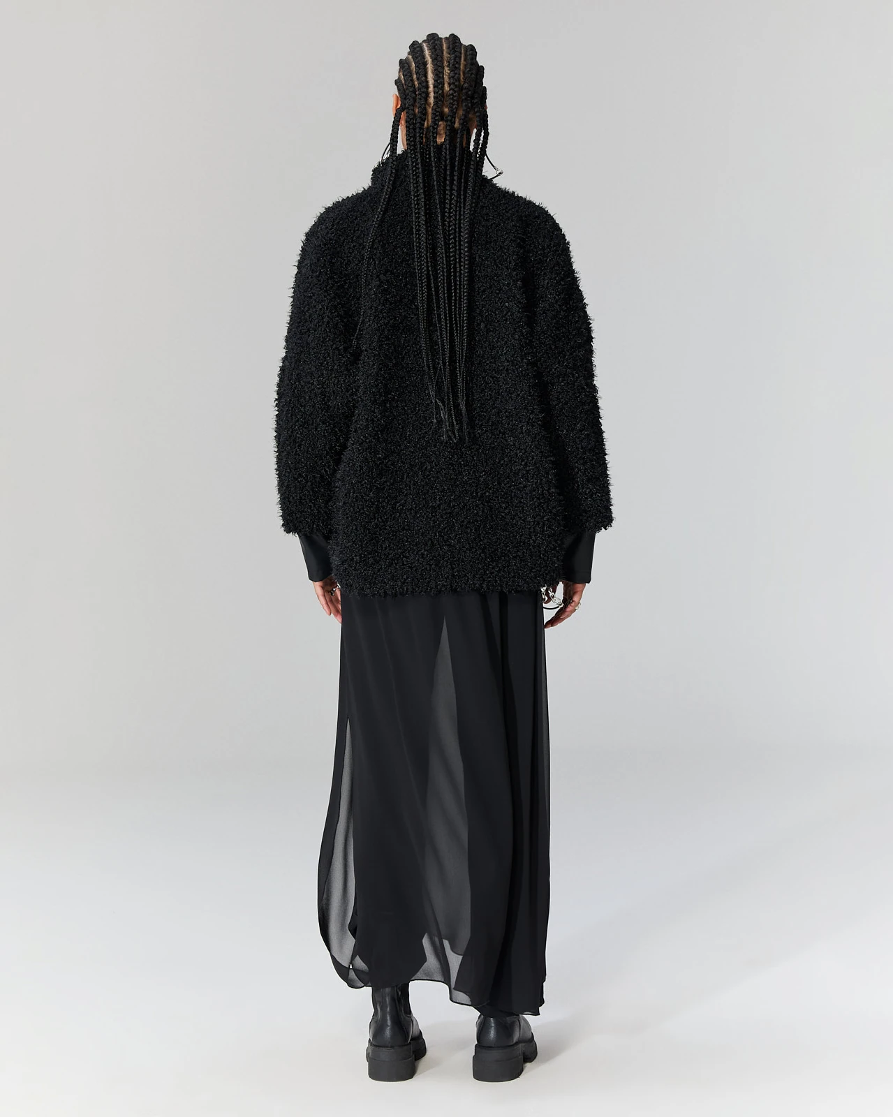 Deri Detaylı Peluş Ceket