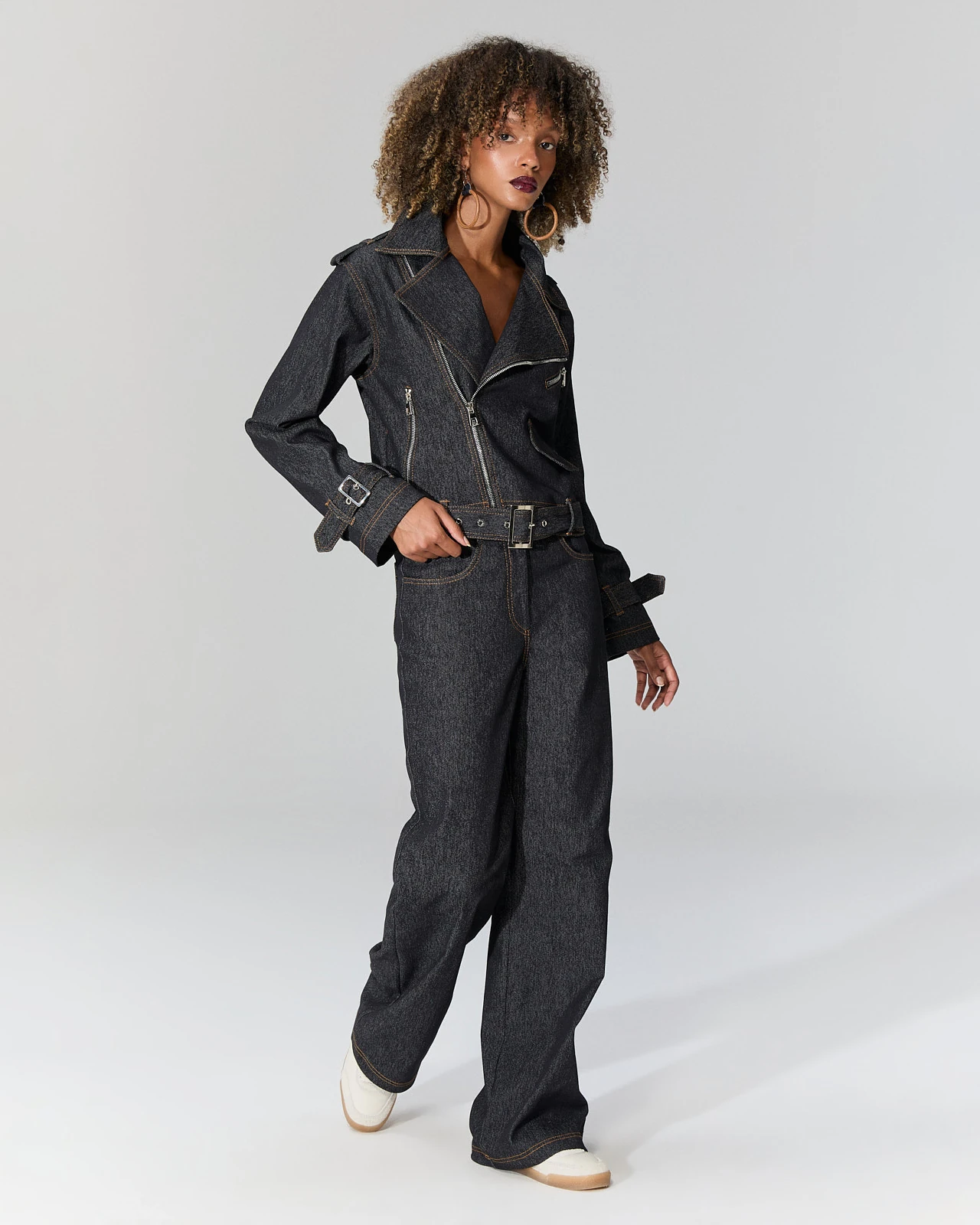 Fermuarlı Denim Ceket