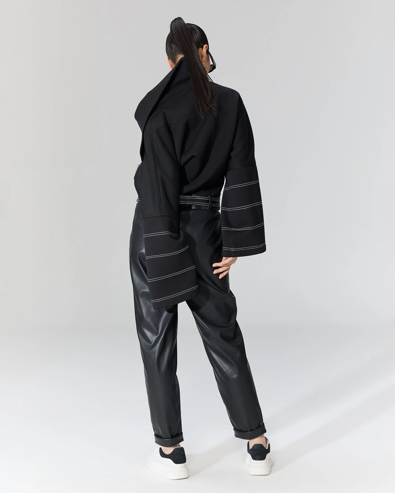 Duble Paçalı Deri Pantolon