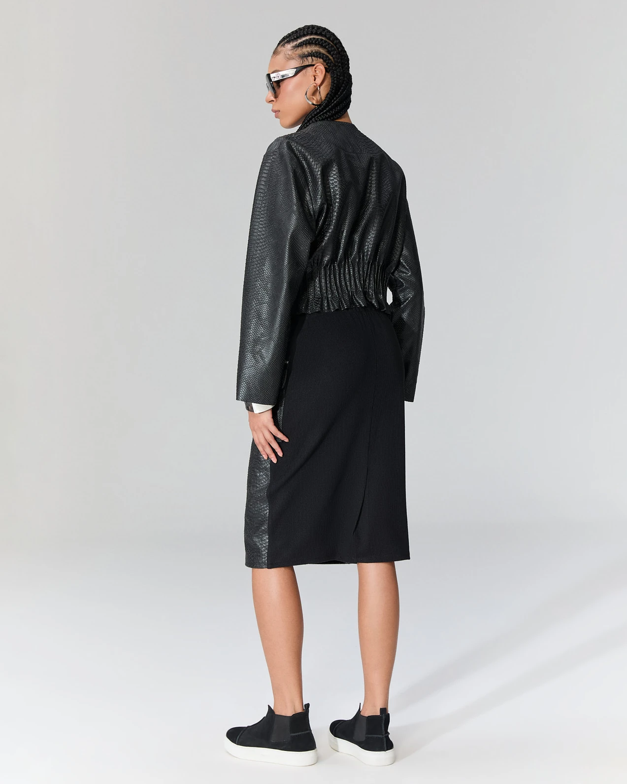 Büzgülü Deri Ceket