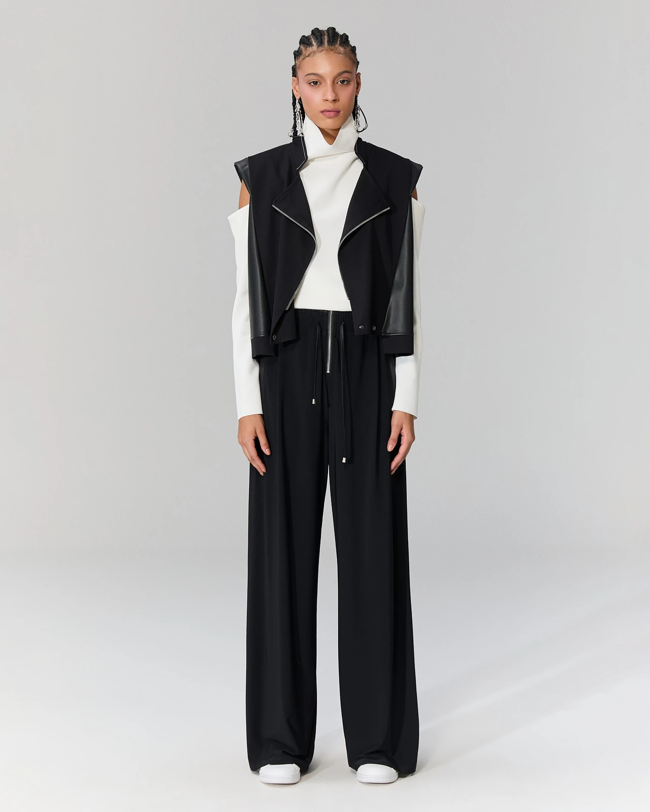 Omuz Detaylı Balıkçı Bluz - Beyaz