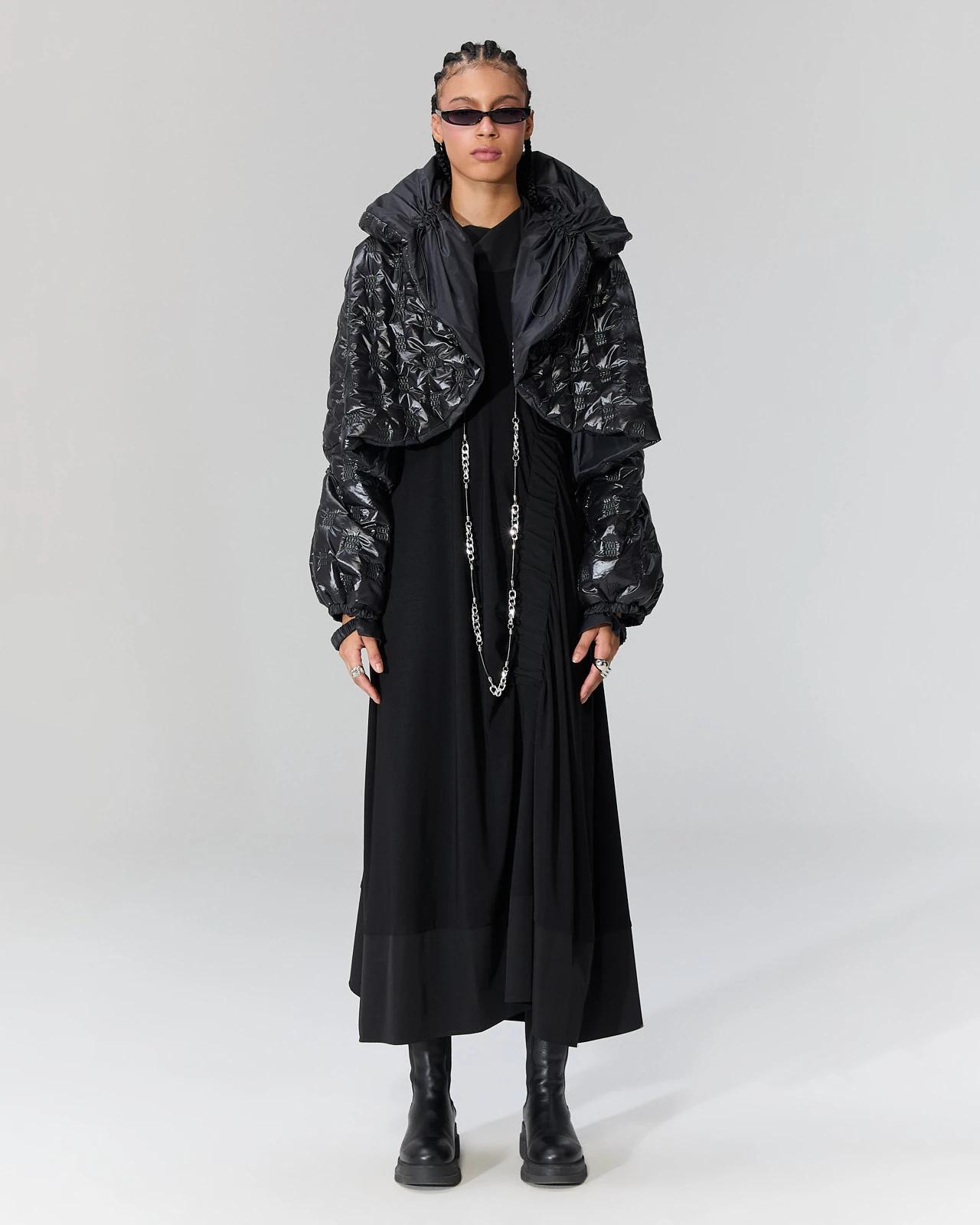 Parlak Crop Mont - Siyah