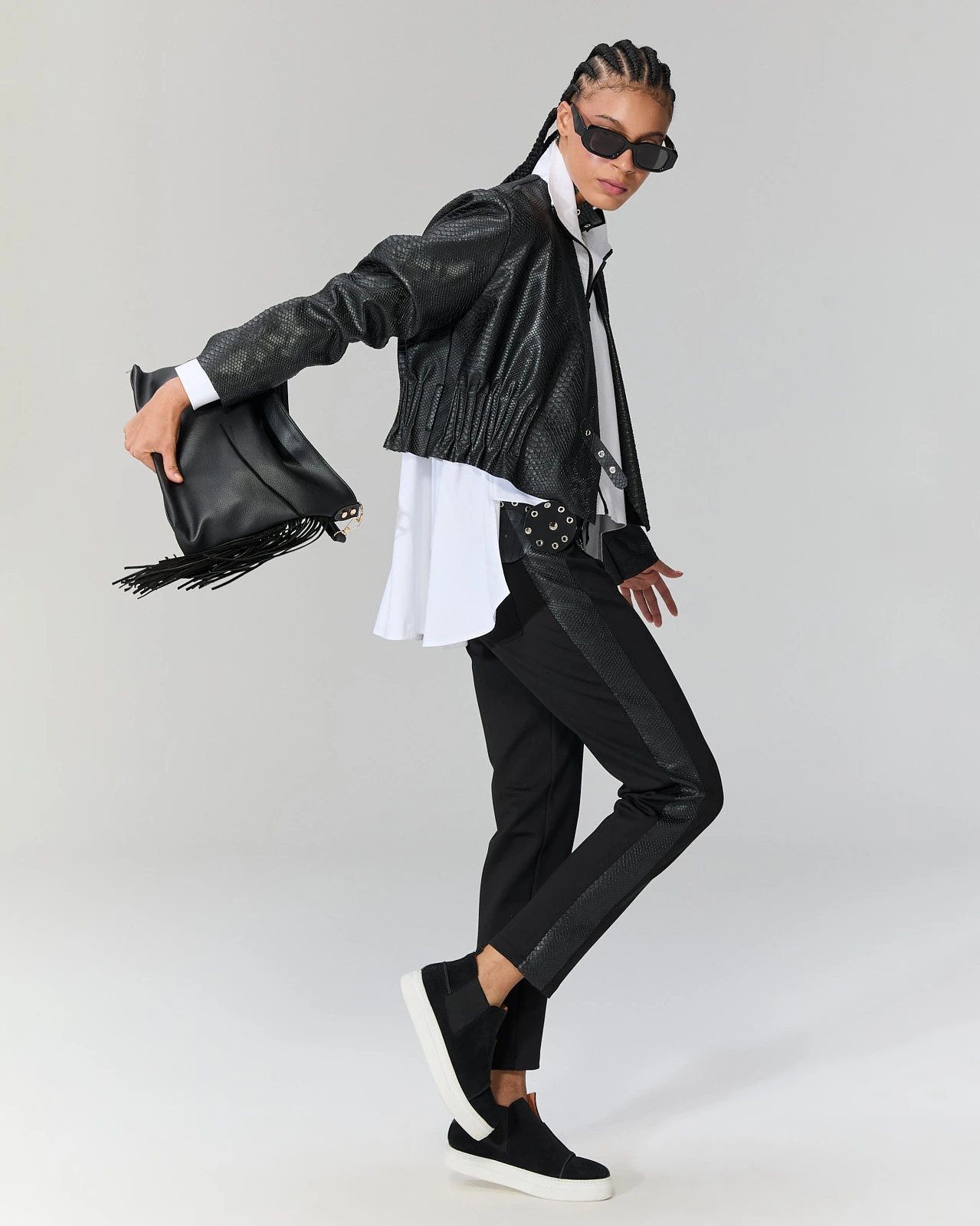 Deri Şeritli Pantolon