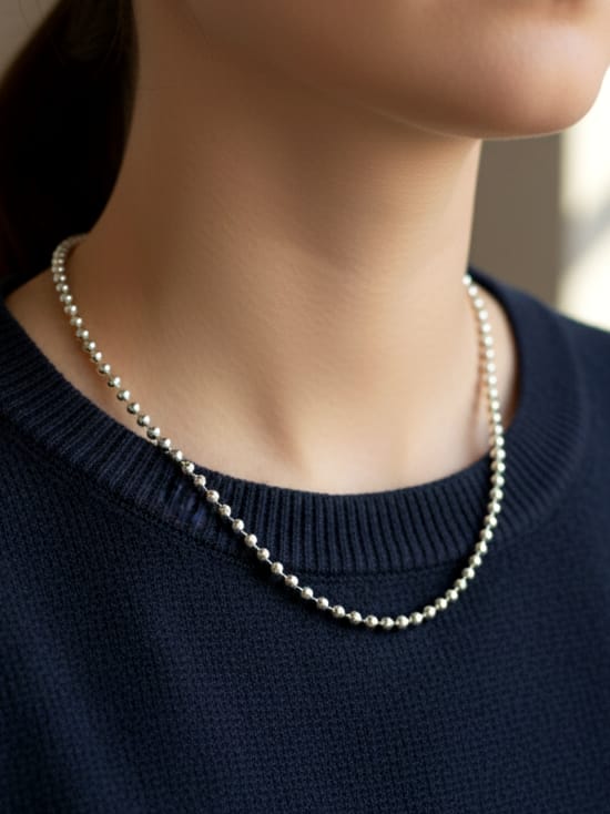 925 Ayar Gümüş  5mm Bilya Top Zincir 