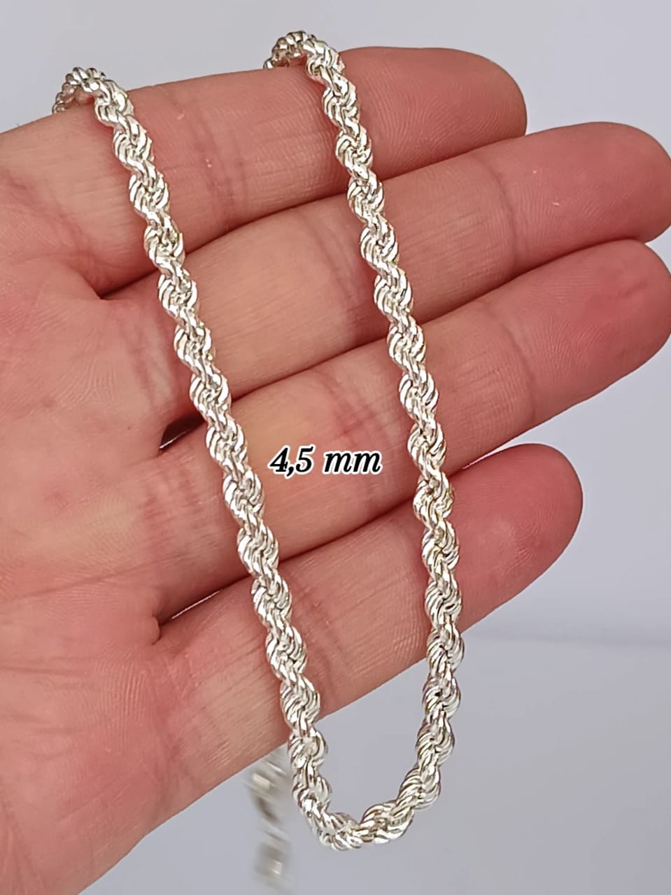 925 Ayar Gümüş 4,5 mm Halat Burgu Zincir 