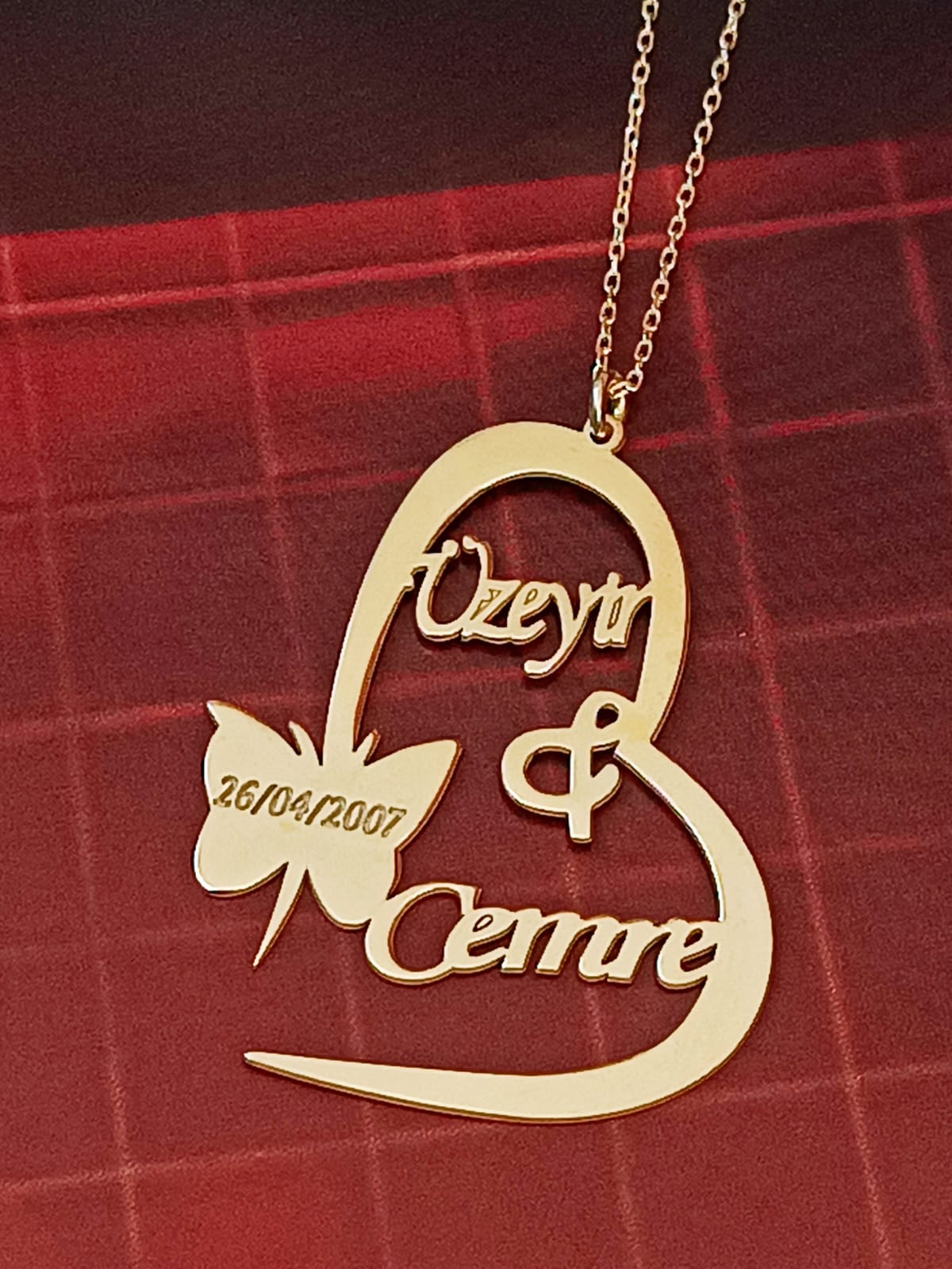 925 Ayar Gümüş Kişiye Özel 2 İsimli Kalp Kolye