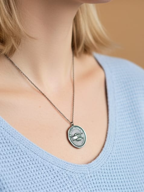 925 Ayar Gümüş Latin Motto Mühür Kolye , Dostluk ,Sadakat Motivasyon Kolye