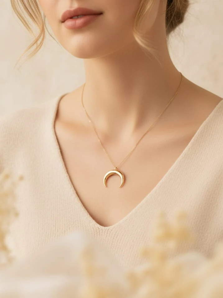 925k Gümüş Hilal Kadın Kolye