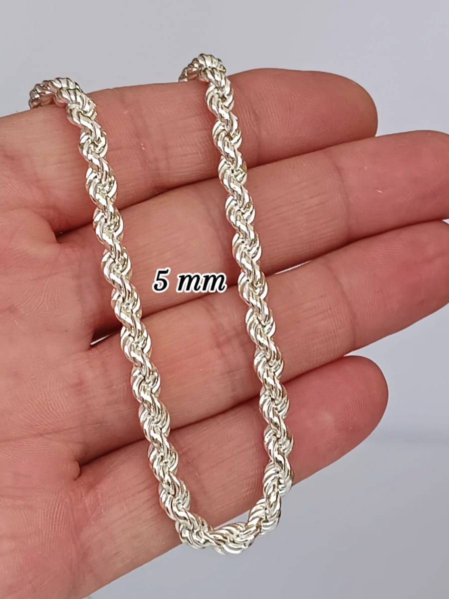 925 Ayar Gümüş 5 mm Halat Burgu Zincir Kolye