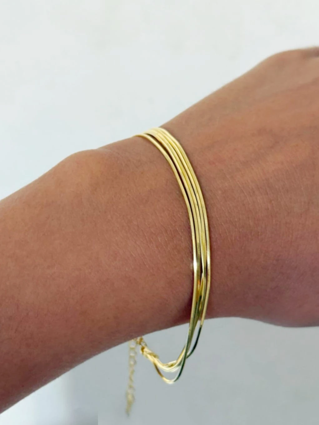 925 Ayar Gümüş 5 Yılan zincirli  Golden Stream Bileklik 