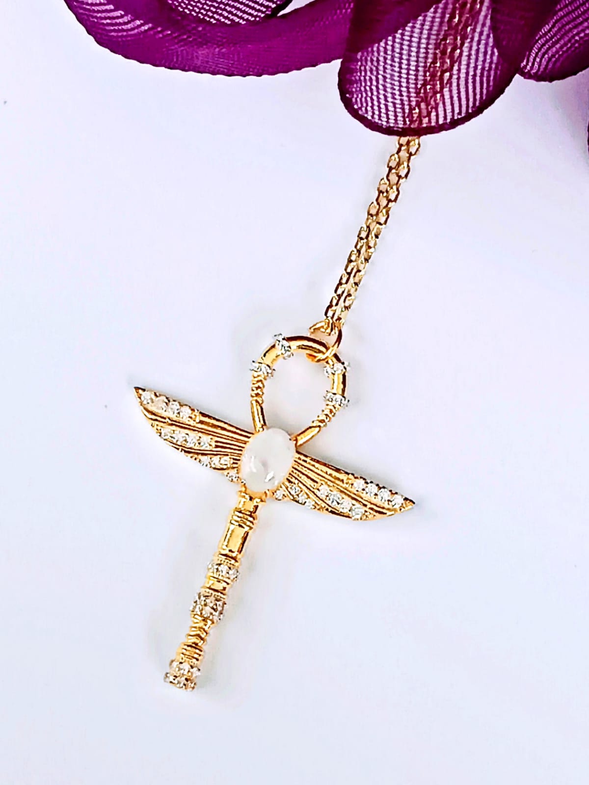 925 Ayar Gümüş Ay Taşlı Ankh Anahtar Kolye , Hayatın Anahtarı Kolye 