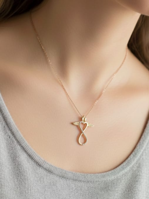 925K Gümüş  Zirkon Taşlı Melek Kanadı Sonsuzluk Kadın Kolye 