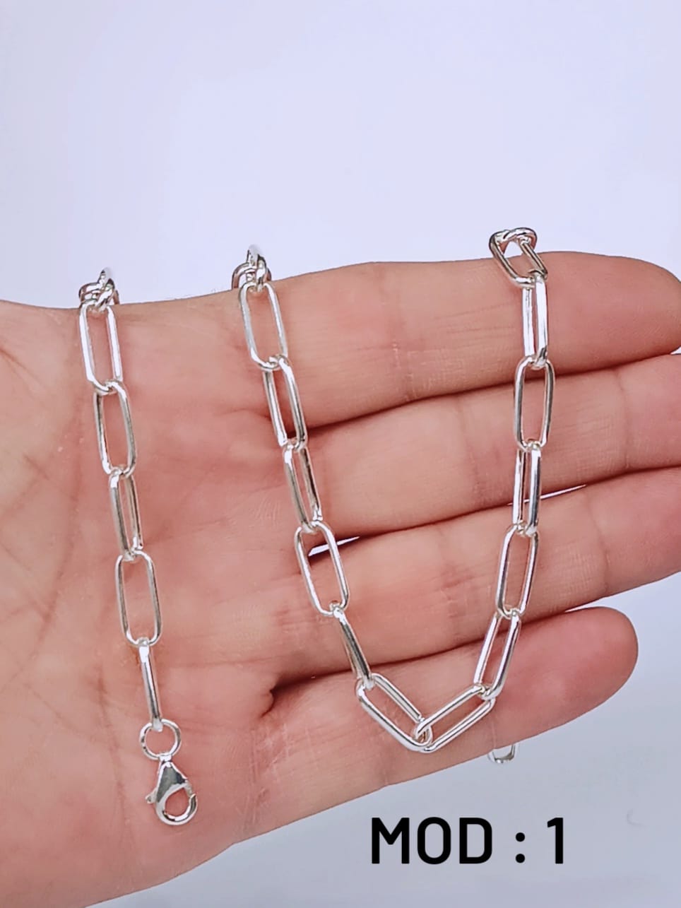 925 Ayar Gümüş Özel Yapınm Oval Ataç Zincir Kolye