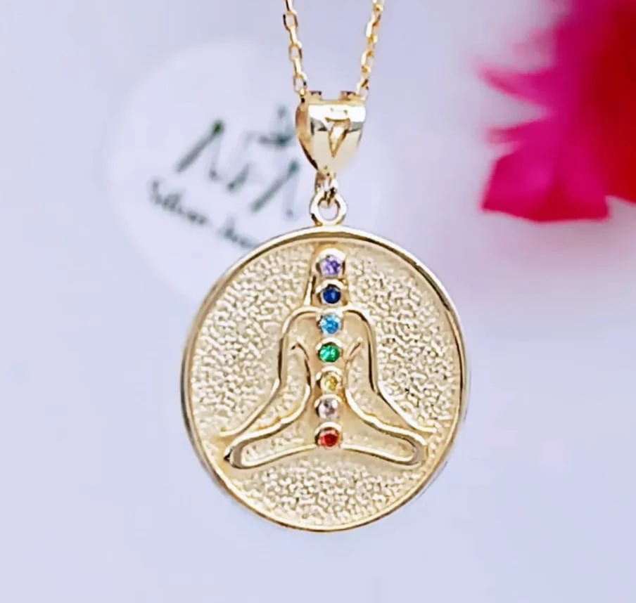 925 Ayar Gümüş 7 Çakra Taşlı Meditasyon Kolye