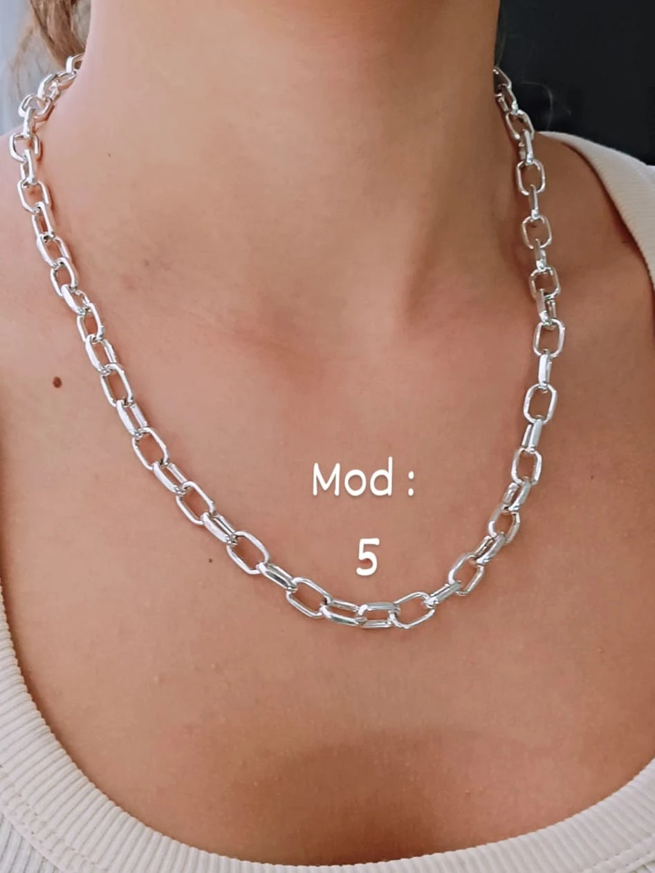 925 Ayar Gümüş Kalın Kare Ataç Katmanlı Zincir Kolye