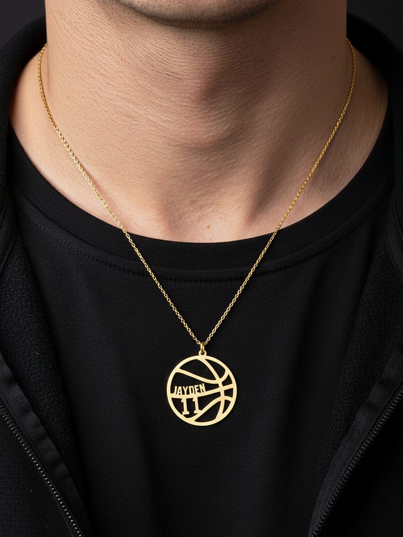 925 Ayar Gümüş Kişiye Özel İsimli Ve Numaralı Basketbol Topu Unisex Kolye