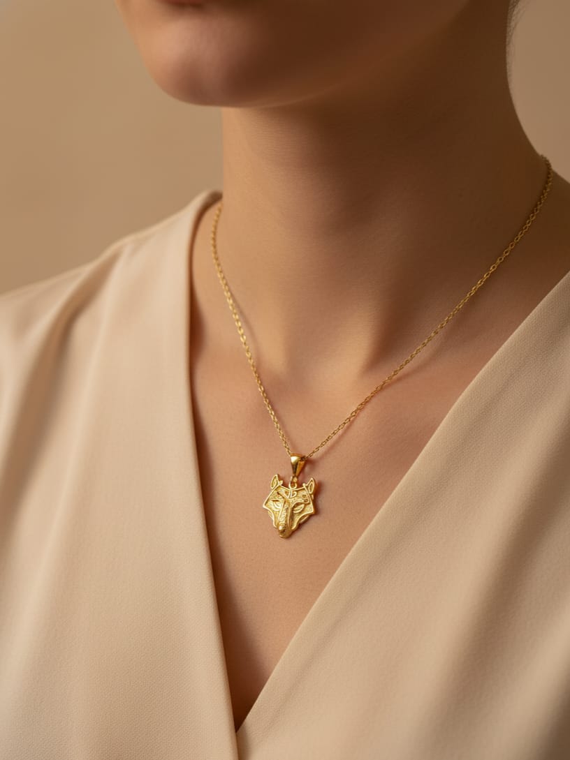 925 Gümüş , Unisex Türk Mitoloji Kurt Kolyesi