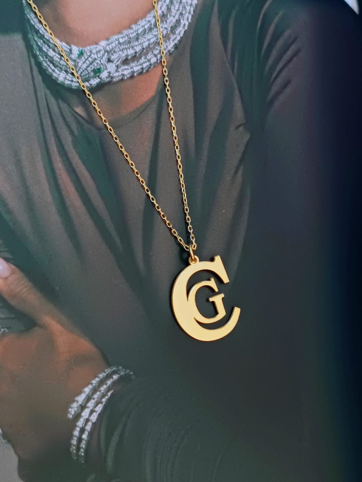 925 Ayar Gümüş Kişiye Özel İçiçe 2 Harfli Kolye 