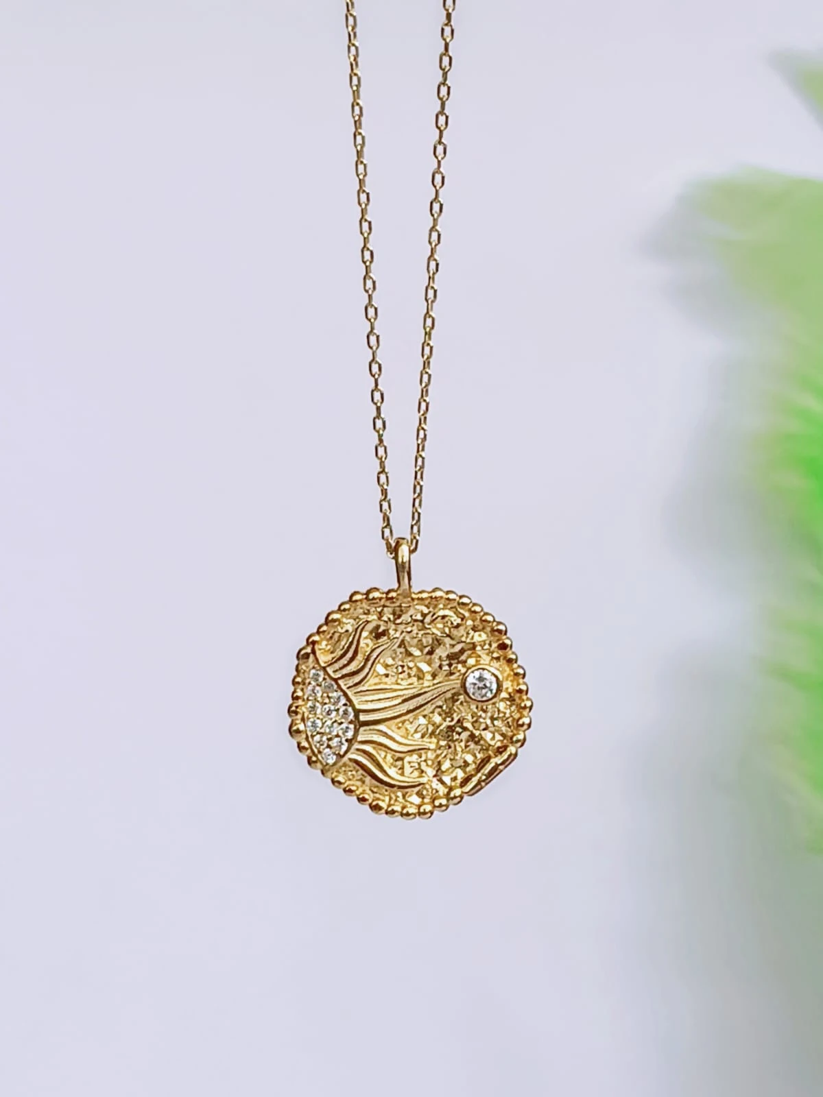 925 Ayar Gümüş Zirkon Taşlı Golden Dawn Kolye