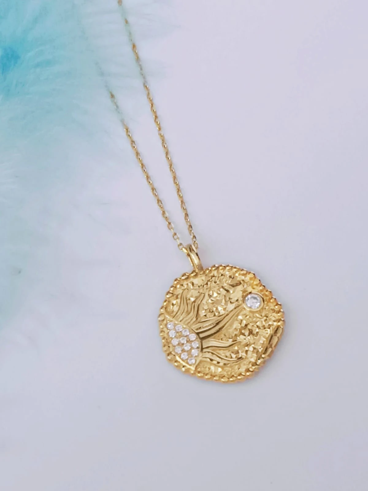 925 Ayar Gümüş Zirkon Taşlı Golden Dawn Kolye