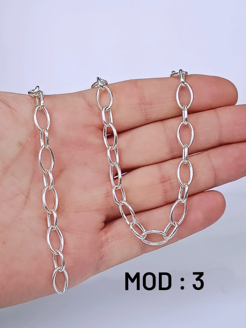 925 Ayar Gümüş Oval Halkalı Katmanlı Kalın Zincir Kolye