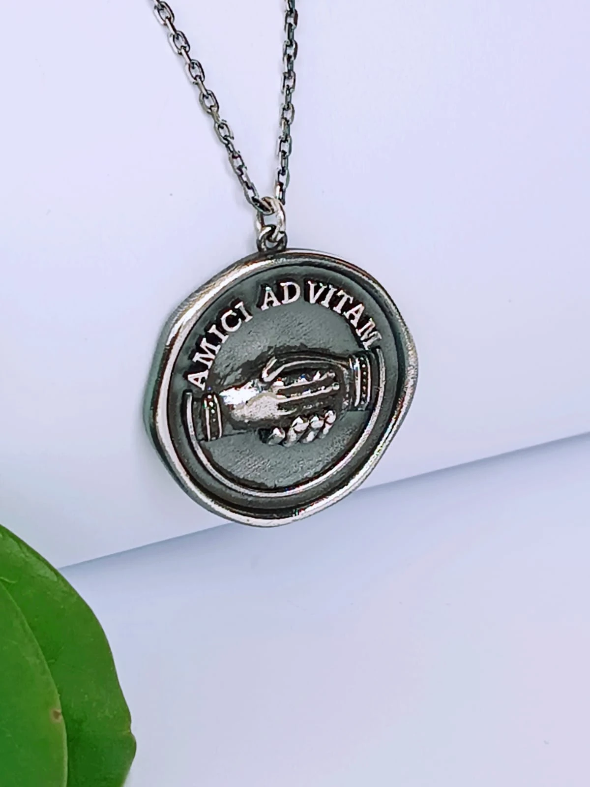 925 Ayar Gümüş Latin Motto Mühür Kolye , Dostluk ,Sadakat Motivasyon Kolye