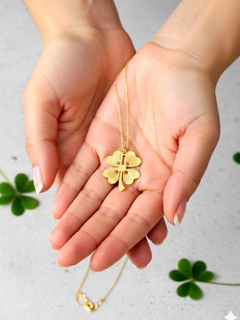 925 Ayar Gümüş 4 Yapraklı Yonca Şans Kolye 