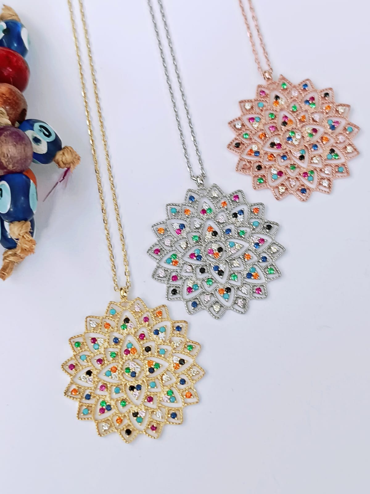 925 Gümüş Mix Taşlı Yaşam Çiçeği Kadın Kolye