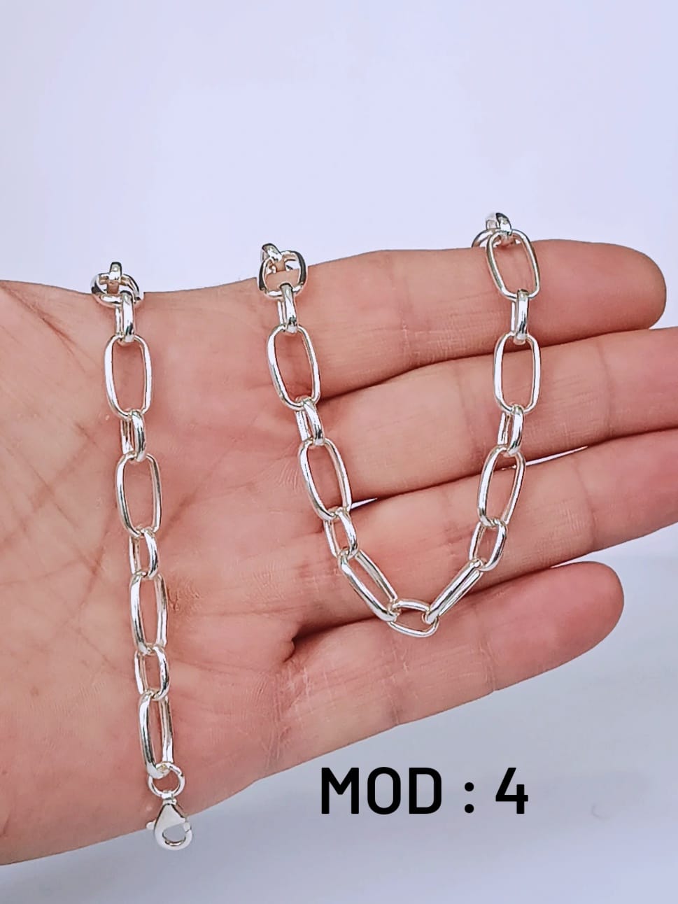 925 Ayar Gümüş Oval Halkalı Katmanlı Kalın Zincir 