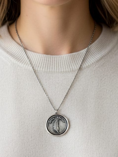 925 Ayar Gümüş Latin Motto Mühür Kolye, ''Umut  Kurtarır''  Motivasyon Kolye