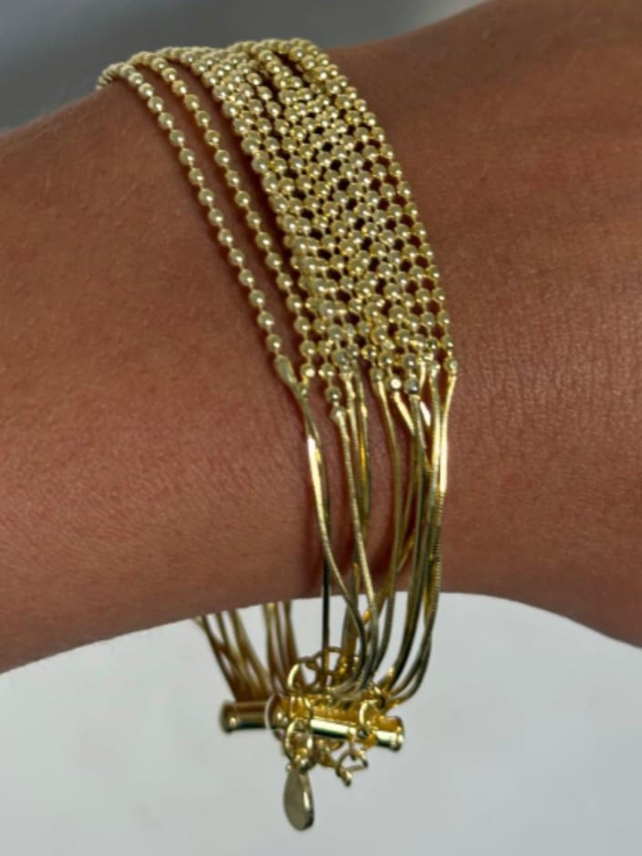 925 Ayar Gümüş 12 Zincirli ROPE CASCADE Bileklik