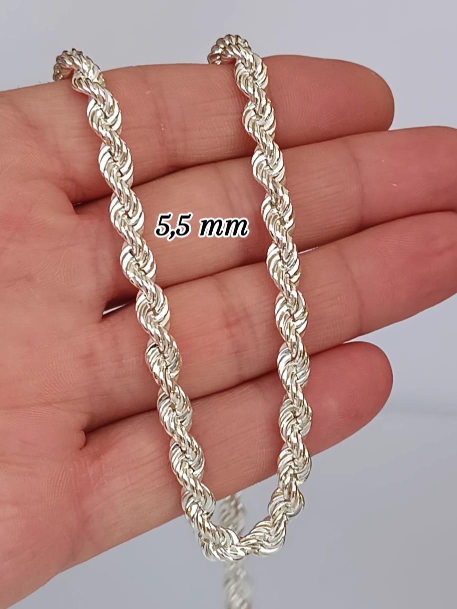 925 Ayar Gümüş 5,5 mm Halat Burgu Zincir Kolye 