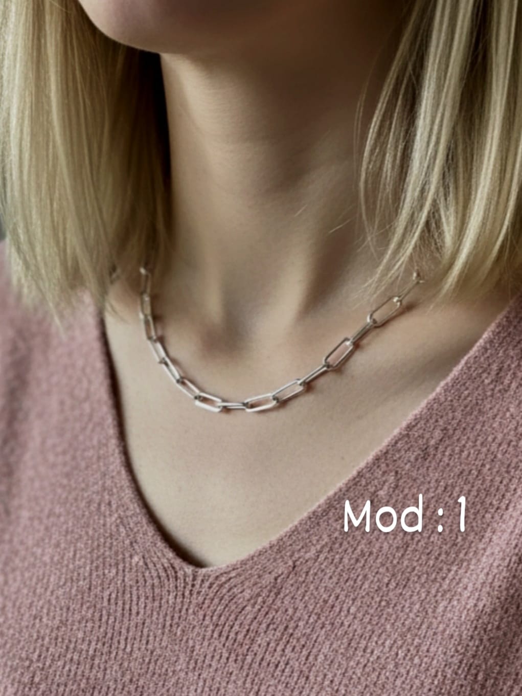 925 Ayar Gümüş Özel Yapınm Oval Ataç Zincir Kolye