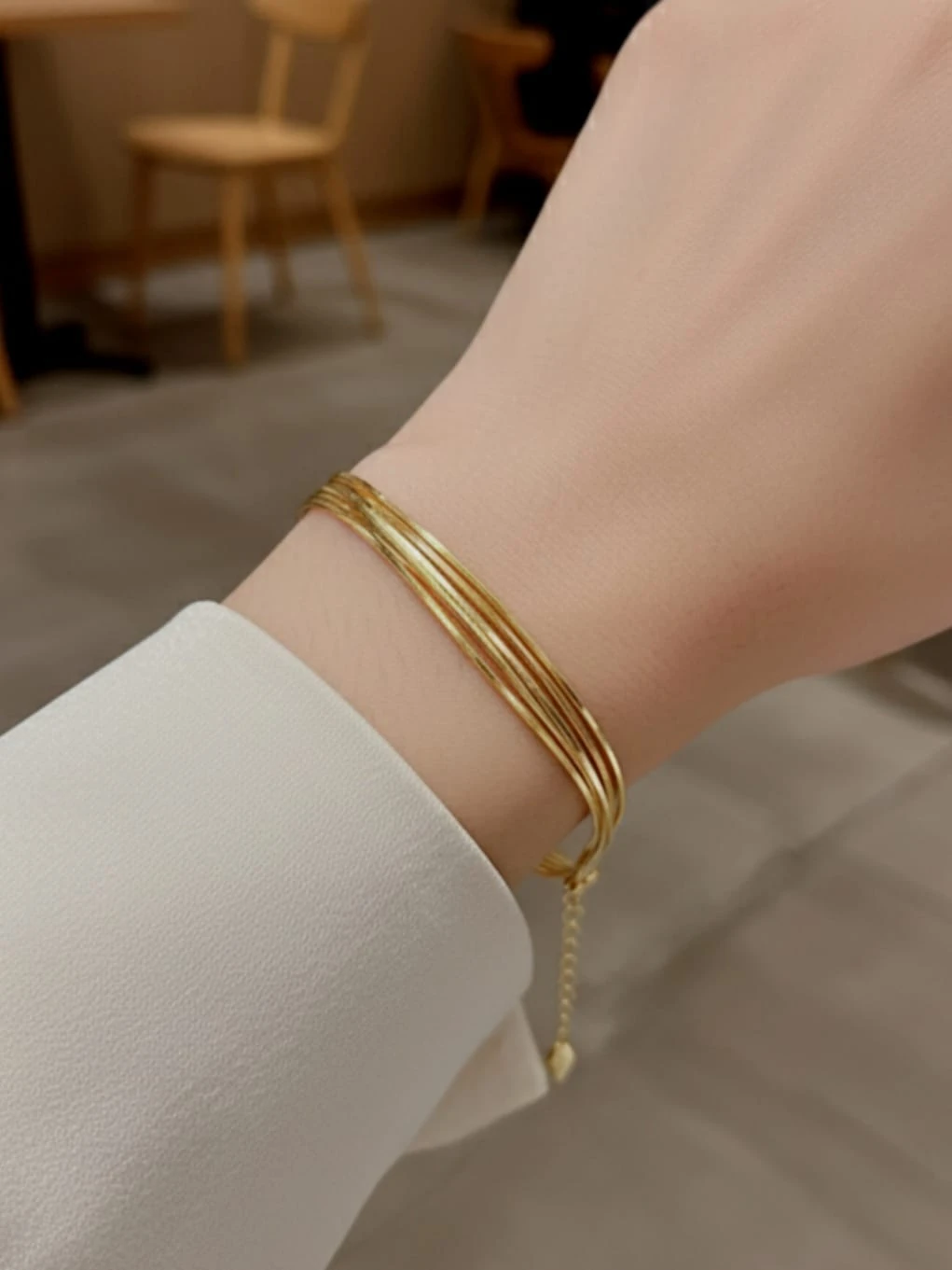 925 Ayar Gümüş 5 Yılan zincirli  Golden Stream Bileklik 